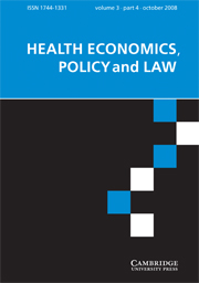 Health Economics, Policy and Law Volume 3 - Issue 4 -