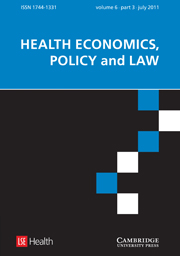 Health Economics, Policy and Law Volume 6 - Issue 3 -