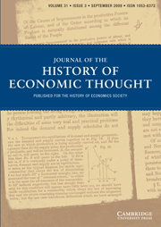 Journal of the History of Economic Thought Volume 31 - Issue 3 -