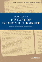 Journal of the History of Economic Thought Volume 37 - Issue 3 -