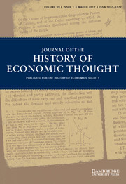 Journal of the History of Economic Thought Volume 39 - Special Issue1 -  Special Issue: Business Cycles and Economic Growth