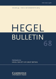 Hegel Bulletin Volume 34 - Issue 2 -