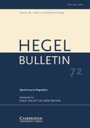 Hegel Bulletin Volume 36 - Issue 2 -  Pragmatism