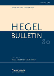 Hegel Bulletin Volume 40 - Issue 2 -