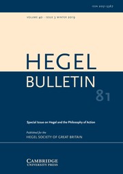 Hegel Bulletin Volume 40 - Special Issue3 -  Hegel and the Philosophy of Action