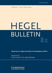 Hegel Bulletin Volume 41 - Special Issue1 -  Hegel and Aristotle on the Metaphysics of Mind