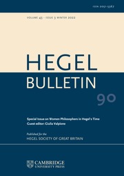 Hegel Bulletin Volume 43 - Special Issue3 -  Women Philosophers in Hegel's Time