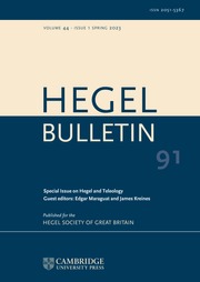 Hegel Bulletin Volume 44 - Special Issue1 -  Hegel and Teleology