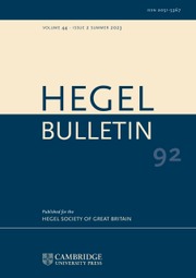 Hegel Bulletin Volume 44 - Issue 2 -