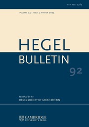 Hegel Bulletin Volume 44 - Issue 3 -