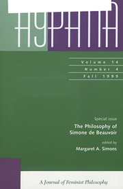 Hypatia Volume 14 - Issue 4 -  Special Issue: The Philosophy of Simone de Beauvoir