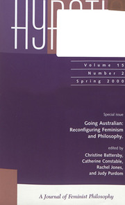 Hypatia Volume 15 - Issue 2 -  Special Issue: Going Australian: Reconfiguring Feminism and Philosophy
