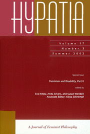 Hypatia Volume 17 - Issue 3 -  Special Issue: Feminism and Disability, Part 2