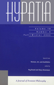 Hypatia Volume 18 - Issue 4 -  Special Issue: Women, Art, and Aesthetics