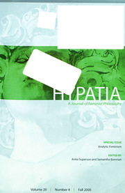 Hypatia Volume 20 - Issue 4 -  Special Issue: Analytic Feminism