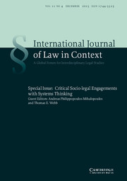 International  Journal of Law in Context Volume 11 - Special Issue4 -  Critical Socio-legal Engagements with Systems Thinking