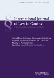 International  Journal of Law in Context Volume 18 - Special Issue3 -  Politicised Bureaucrats: Conflicting Loyalties, Professionalism and the Law in the Making of Public Services