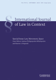 International  Journal of Law in Context Volume 6 - Issue 3 -  Law, Movement, Space
