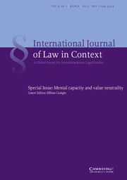 International  Journal of Law in Context Volume 9 - Issue 1 -  Mental capacity and value neutrality