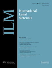 International Legal Materials Volume 56 - Issue 1 -