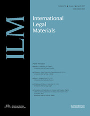 International Legal Materials Volume 56 - Issue 2 -