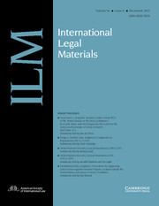 International Legal Materials Volume 56 - Issue 6 -
