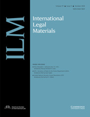 International Legal Materials Volume 57 - Issue 5 -