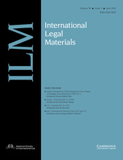 International Legal Materials Volume 58 - Issue 3 -