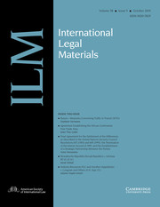 International Legal Materials Volume 58 - Issue 5 -