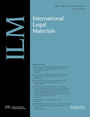 International Legal Materials Volume 58 - Issue 6 -