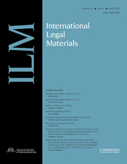 International Legal Materials Volume 59 - Issue 2 -