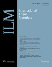 International Legal Materials Volume 60 - Issue 1 -