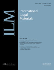 International Legal Materials Volume 60 - Issue 3 -