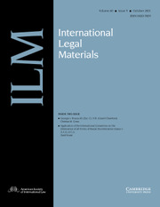 International Legal Materials Volume 60 - Issue 5 -
