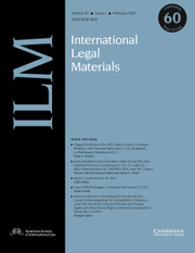International Legal Materials Volume 61 - Issue 1 -