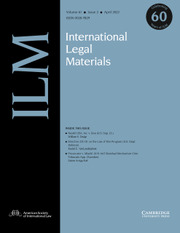 International Legal Materials Volume 61 - Issue 2 -