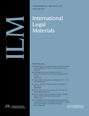 International Legal Materials Volume 62 - Issue 1 -
