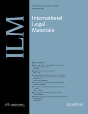 International Legal Materials Volume 62 - Issue 2 -