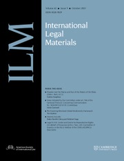 International Legal Materials Volume 62 - Issue 5 -