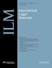 International Legal Materials Volume 63 - Issue 5 -