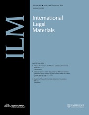 International Legal Materials Volume 63 - Issue 6 -