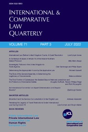 International & Comparative Law Quarterly Volume 71 - Issue 3 -