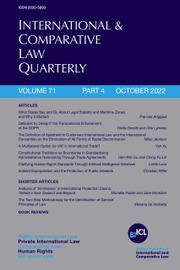 International & Comparative Law Quarterly Volume 71 - Issue 4 -