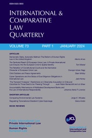 International & Comparative Law Quarterly Volume 73 - Issue 1 -