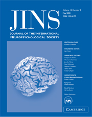 Journal of the International Neuropsychological Society Volume 14 - Issue 3 -