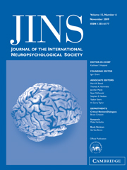 Journal of the International Neuropsychological Society Volume 15 - Issue 6 -