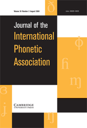 Journal of the International Phonetic Association Volume 38 - Issue 2 -