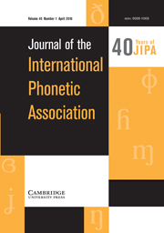 Journal of the International Phonetic Association Volume 40 - Issue 1 -