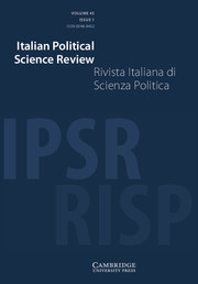 Italian Political Science Review / Rivista Italiana di Scienza Politica Volume 45 - Issue 1 -