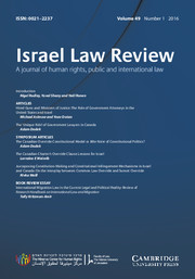 Israel Law Review Volume 49 - Issue 1 -